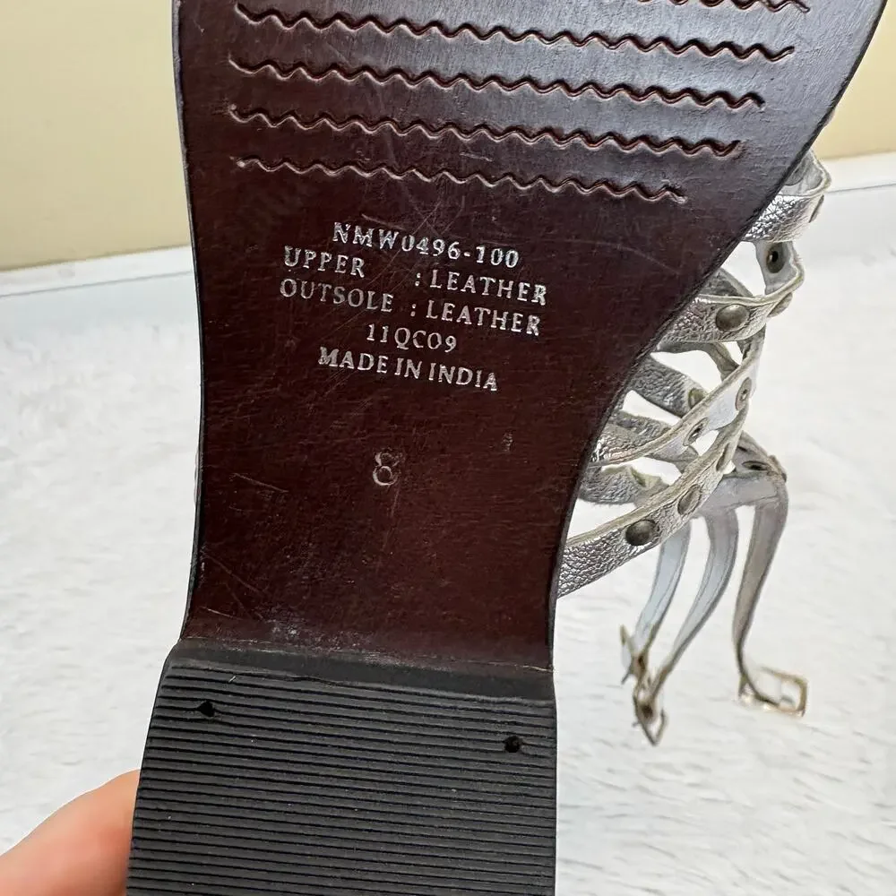 Naughty Monkey Women's Party Time Leather Gladiator Sandals White Size 8
